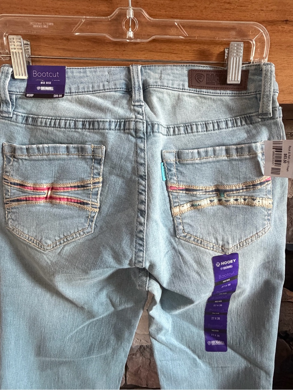 New Rock&Roll Hooey Women's Bootcut Jeans with Embroidered Back Pockets 27x36